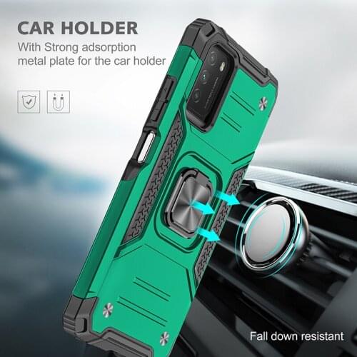 Armor Shockproof Case For Xiaomi Poco M3 Magnet Holder Ring Cover Funda For Xiaomi PocoM3 M 3 M2010J19CG, M2010J19CI Phone Case