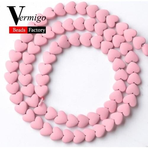 Natural Pink Love Heart Nanotech Rubber Hematite Mineral Beads For Jewelry Making 6mm Needlework Beads For Bracelets 15