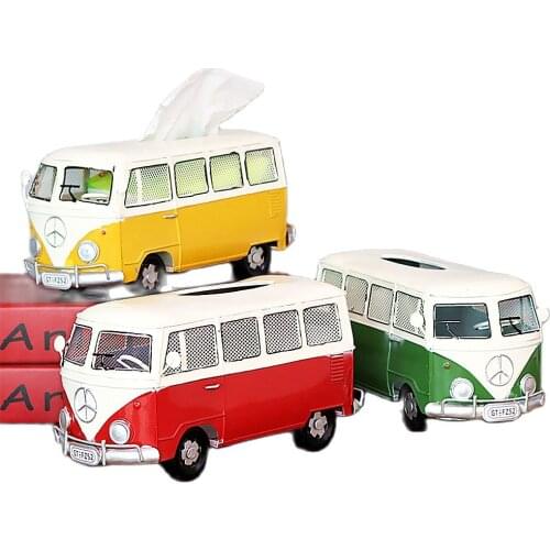 Retro Tissue Box Cover, Van Car Model Tissue Box, Metal Material, Suitable For Bedroom, Office, Home Decoration Decoration