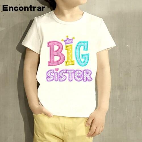 Toddler Big Sister Cartoon Design Baby Boys/Girl T Shirt Kids Funny Short Sleeve Tops Children Cute T-Shirt,HKP2182
