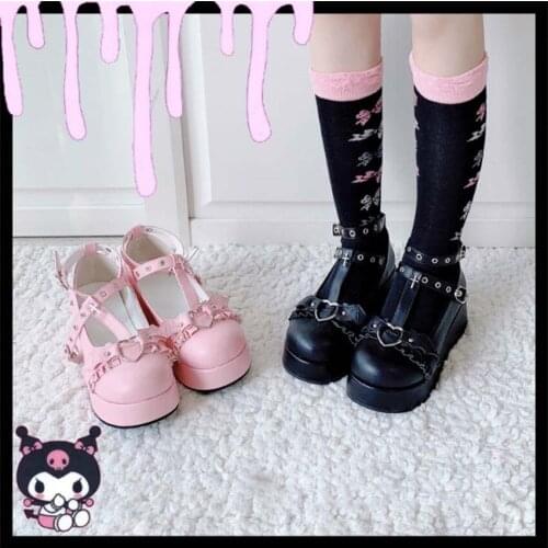 Devilian Little Bat Style Bowknot Demon Dark Goth Punk Platform Lolita Shoes Kawaii Shoes Loli Cosplay High Heel 5.5cm Pu Shoes