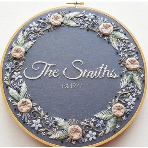 DIY Handmade Full Range Of Embroidery Starter Kit With Pattern Cross Stitch Kit With Imitate Bamboo Embroidery Hoop