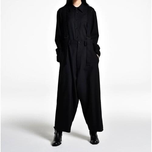 Design Original of wide-leg culottes and suspenders ultra-loose Japanese style slacks for men Big yards mens trousers