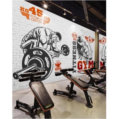 Custom Gym murals wallpapers 3d mural wallpaper for walls 3 d Modern simple gym beauty muscle man weight lifting background wall