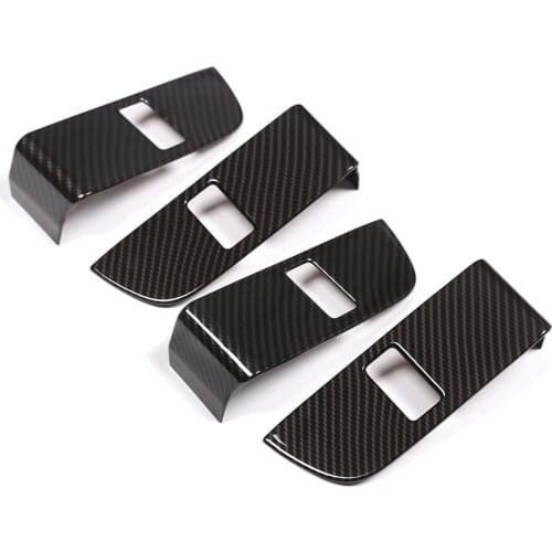 Carbon Fiber ABS Chrome Child Safety Door Lock Switch Panel Trim For Land Rover Discovery 5 2017 Car Accessories 4pcs/set