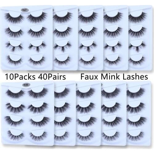 TDANCE Wholesale 40 Pairs 10 Packs Fake Eyelashes Faux Mink Eyelash Natural Dramatic Volume Eyelashes Extension Soft False Lash