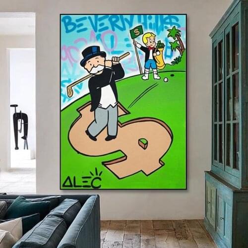 Cartoon Millionaire Alec Monopoly Art Posters and Prints Canvas Paintings Wall Art Pictures for Living Room Decor No Frame