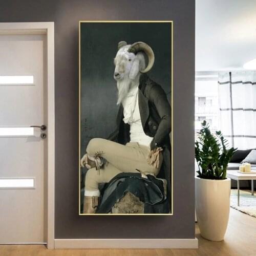 Earl of The Goat Creative Animal Canvas Painting Print on Modern Postes and Prints Nordic Retro Art Pictures Living Room Decor