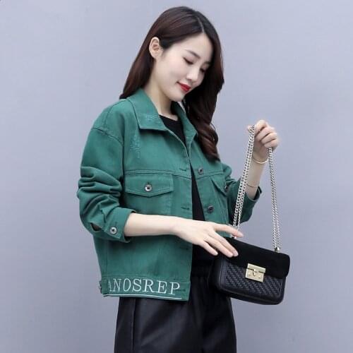 Large size 5XL Denim Jacket Coat Female Spring Autumn Korean Embroidery Letters Loose Outwear Casual All-match Jeans Jacket