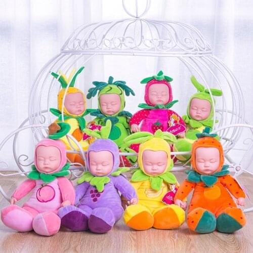 35cm Soft Plush Baby Doll Fruits Sleeping Reborn Bebe Toys Full Soft Silicone Doll Baby Kids Toys Doll Reborn Doll For Kid Gift