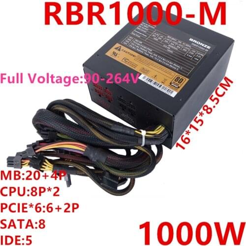 New PSU For Rosewill Brand Half Modular 80plus Bronze Wide Mute Game Power Supply Rated 900W Peak 1000W Power Supply RBR1000-M
