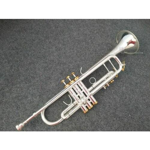 Silver Plated Trumpet Bb Tone Gold Key Yellow Brass Piston Professional Grade