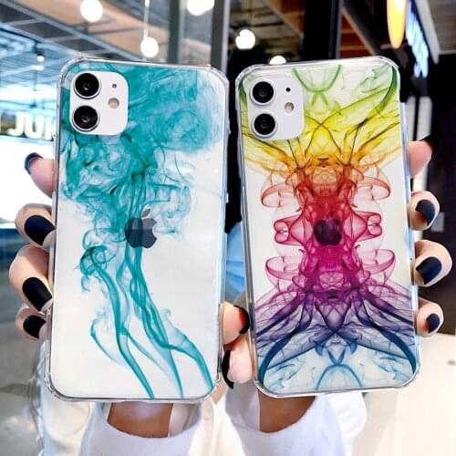 Watercolor Painting Transparent Phone Case for IPhone 8 7 Plus SE 20 12 11 Pro Max X XR XS Max Clear Shockproof Cover Fundas