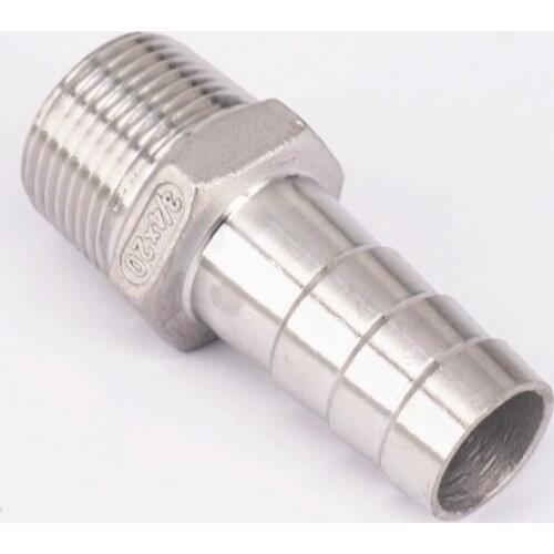 1/2" BSPT Male x 8mm Hose Barbed 304 Stainless Steel Pipe Fitting Hose tail Connector