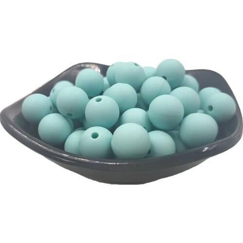 Aruba Blue Silicone Round Pearl Bead Teether 12/15mm Baby Teething Necklace DIY Pacifier Chain Care Silicone Teether Product