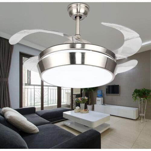 Modern Led Ceiling fans with light Silver color fan lamps 42 inch reomote control Luminaria for living room bedroom in Summer
