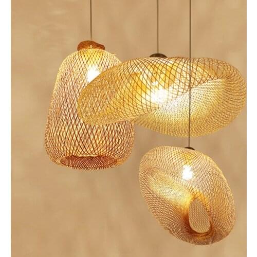 Modern Bamboo LOFT Art pendant light lighting Restaurant Hotel Rattan pendant lamp for living room hanging lamp kitchen fixtures