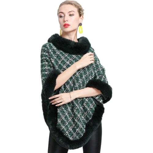 Knitting Wool Coat Women Winter Faux Fur Ponchos 2020 New Female Warm Capes Pullover Cloak Capes for Women Winter Ponchos
