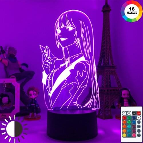 Japanese Waifu Anime Lamp Yumeko Jabami From Kakegurui Compulsive Gambler 3D Nightlight Gift for Bedroom Decoration