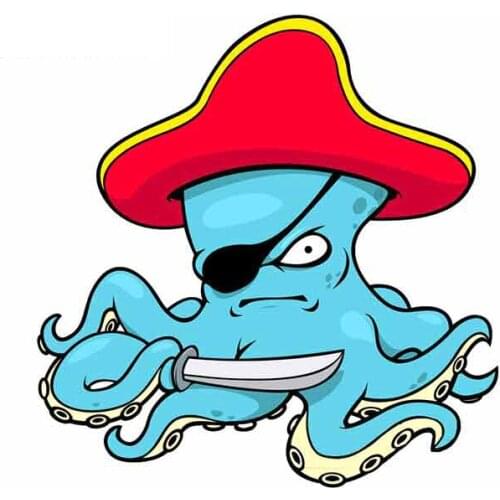 Funny Car-Stickers and Decals Pirate Octopus with Red Hat Dagger Vinyl for Window Trunk Bumper Car Accessories KK13*13cm