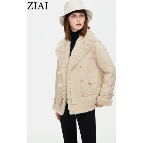ZIAI 2021 Womens Faux Fur Coat Quilted Plush Jacket Female Autumn Teddy Coat Short Lapel Button Laddies Furry Overcoat ZM-2003