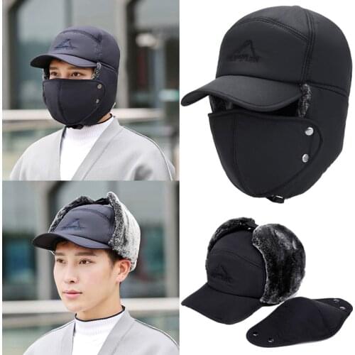 Winter Fur Warm Windproof Hat Men Women Lei Feng Cap Bomber Faux Fur Ear Flap Cap Black Ski Trooper Trapper Cold Anti-snow Cap