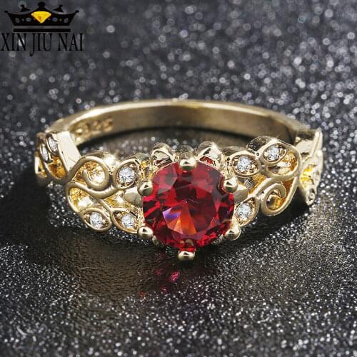 Golden Classic Top-quality Ruby Ring With Zircon Classic Romantic Wedding Gift Fashion Jewelry Elegant Style Factory Price 5-10