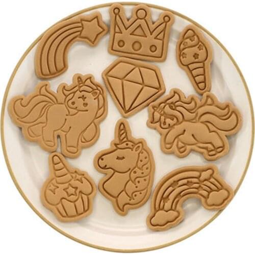 1pcs Cute Unicorn Cookie Cutters Cartoon Crown Cone Meteor Diamond Biscuit Mold Cake Decorating Stamp Kitchen Baking Tool