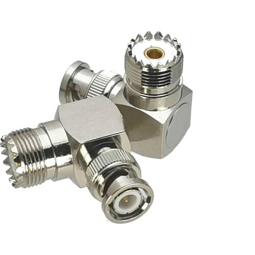1pcs UHF SO-239 SO239 Female Jack to BNC Male Plug Right Angle RF Adapter Connector