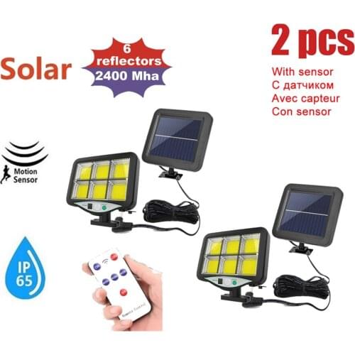 2pcs seperable 120LED Smart Solar Powered Lamp Motion Sensor solar Wall Light Garden Flood Solar Security Lamps Waterproof IP65