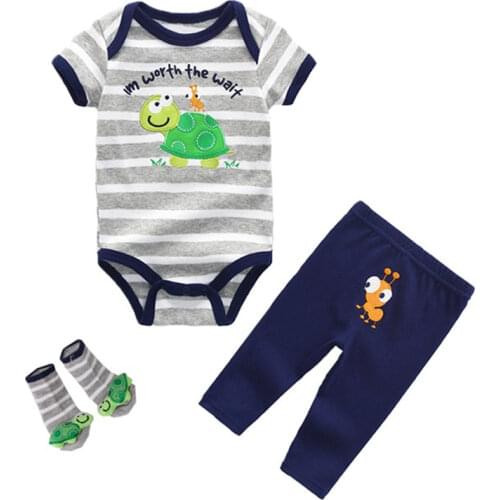 2020 Baby Boys Clothes Sets Animal Tops Romper+Pants+Socks Similar Suit Cotton roupa infantil clothing newborn baby girl outfit