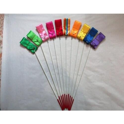 Free Shipping 4M Gymnastics Colored Ribbon GYM Rhythmic Art Ballet Dance Ribbon Streamer Twirling Rod Stick ,600pcs/lot