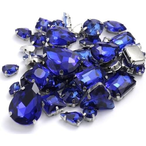 50/20Pcs Multiple Shape 21Colors Sew on Rhinestone Drop Oval Navette Crystal Bulk Glass Button Wholesale Needlework Stone