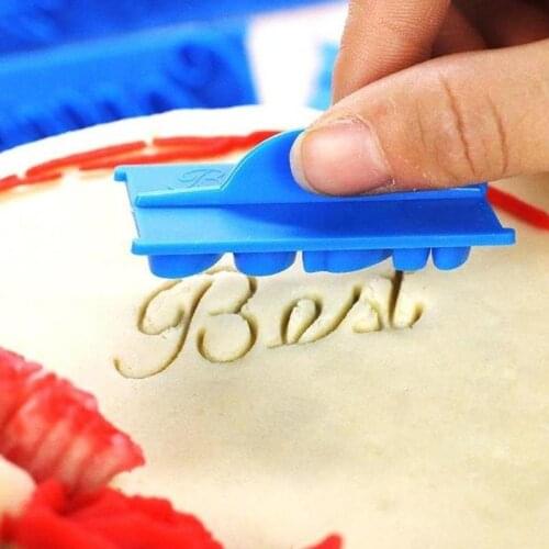 6pcs/Set Handwriting Fondant Cake Embosser Plastic Letters Mold Happy Birthday Best Wishes Anniversary Dough Cutter Cookie Tools