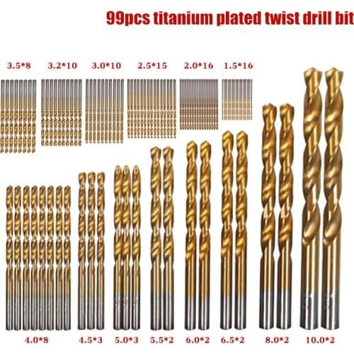 99pcs/set HSS High Speed Steel Drill Bit Set Hexagonal Shank Alloy Drill Bit Set For Metal Wood Aluminum Drilling Tools