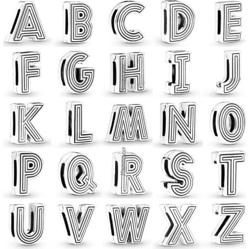 Authentic 925 Sterling Silver Bead Charm Reflexions 26 Letter Clip Stopper Lock Beads Fit Women Pandora Bracelet Diy Jewelry