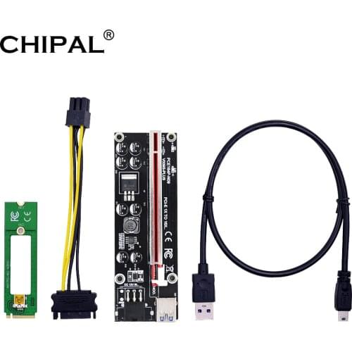 CHIPAL 120PCS VER009S Plus NGFF M.2 M Key to USB 3.0 PCI-E Riser Card M2 to USB3.0 PCIE 16X 1X Extender with 6Pin Power
