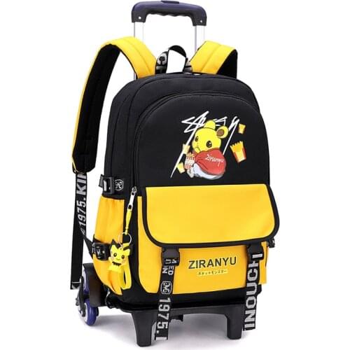 2/6 Wheels Children School Bags Trolley Backpacks Boys Schoolbag Kids Luggage Bag grils Wheels Backpack travel Rolling Backpack