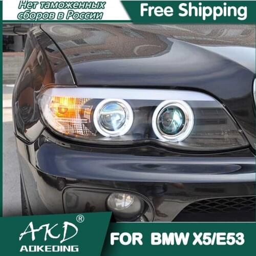 For Car BMW X5 E53 Headlights 2004-2006 DRL Day Running Light LED Bi Xenon Bulb Fog Lights Car Accessory X5 E53 Head Lamp