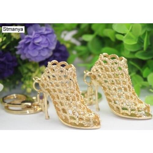 Women hollow high heels Key Chain - Hot Fashion Good Color Quality Pendent Golden Heels Car Keychain Bag Key Ring #171020