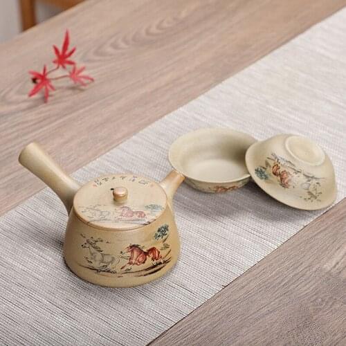 Travel Tea Set Japanese Ceramic Flower Tea Cup Retro Chinese Office Tea Set Kung Fu Vintage Jogo De Xicaras Teaware EF60CJ