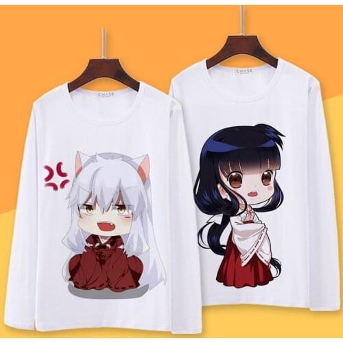 Inuyasha Cosplay T Shirt Kikyo Sesshoumaru Higurashi Kagome Spring Autumn Long Sleeve T-shirt Cartoon Top Tee Cosplay Costume