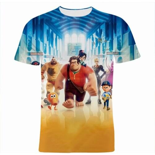 T Shirt For Men Summer Disney 3D Printed Wreck-It Ralph Womens Clothing Streetwear Cartoon Anime T-shirt For Children