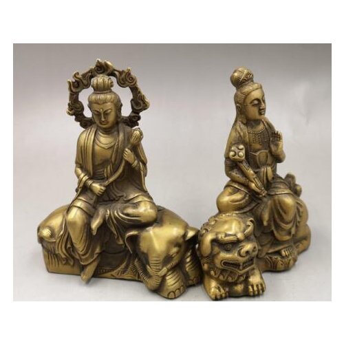 China antique Tibetan Buddhism Qianlong Manjusri Pu Xian Bodhisattva Carve image