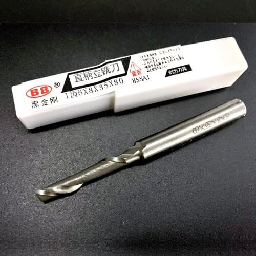 BB 1 Single Flute Milling Cutter HSS One Flute Spiral Wood Aluminum Alloy Window Profile End Mills 5mm 6mm 8mm 10mm