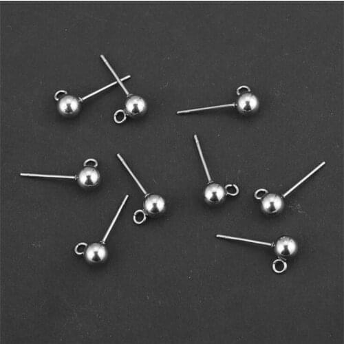 10pcs Stainless Steel 3/4/5/6/8mm Pin Findings Stud Earring Basic Pins Stopper Connector For Jewelry Making Accessories Supplies