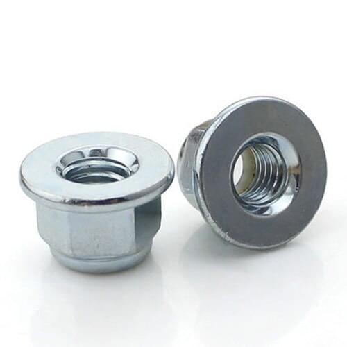 M3 M4 M5 M6 M8 Carbon steel nylon flange self-locking nuts Hex nut screw cap White Zinc