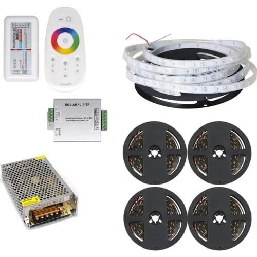 Maykit 25m 30m light strip kit 5050 RGB 12V 60LEDs IP67 strip light remote controller power supply amplifier for ceiling