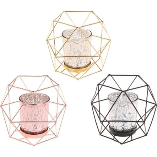 Nordic Style 3D Geometric Candlestick Metal Candle Holder Wedding Home Decor Hot