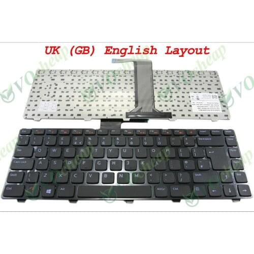 New Laptop keyboard for Dell for Inspiron 14R (N4110) Black key Black frame UK (GB) Version - 0KCP3T